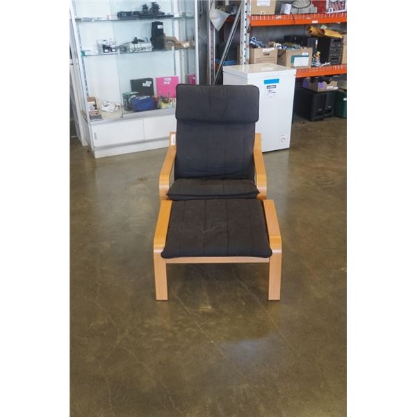 BENTWOOD CHAIR AND FOOTSTOOL