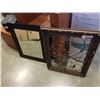Image 1 : Framed Bevelled mirror and framed metal art