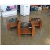 Image 1 : 3 PIECE MCM GLASS AND WOOD ENDTABLES