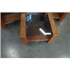 Image 2 : 3 PIECE MCM GLASS AND WOOD ENDTABLES