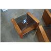 Image 3 : 3 PIECE MCM GLASS AND WOOD ENDTABLES