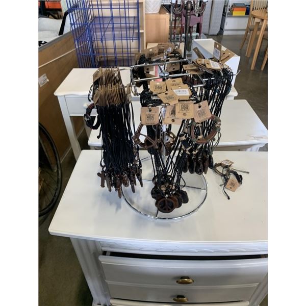 100 leather necklaces and retail stand