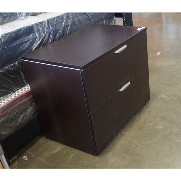 MODERN 2 DRAWER LATERAL FILING CABINET APPX 3 FOOT WIDE 29 INCHES TALL, 22 INCHES DEEP