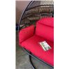 Image 5 : BRAND NEW RED DOUBLE HANGING EGG CHAIR - RETAIL $1969 W/ FOLDABLE FRAME, POWDER COATED STEEL FRAME, 