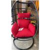 Image 4 : BRAND NEW RED SINGLE HANGING EGG CHAIR - RETAIL $949 W/ NECK PILLOW, FOLDABLE FRAME, POWDER COATED S