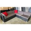 Image 1 : BRAND NEW PREMIUM OUTDOOR SECTIONAL RETAIL $2069 W/ DARK GREY CUSHIONS AND 2 ACCENT PILLOWS - MADE W