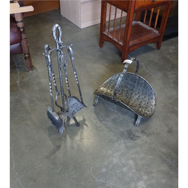 METAL FIREPLACE COMPANION SET AND LOG HOLDER