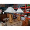 Image 1 : PAIR OF OAK TABLE LAMPS