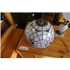 Image 2 : HAND PAINTED MARBLE BASE TABLE LAMP AND LEADED GLASS LAMP SHADE