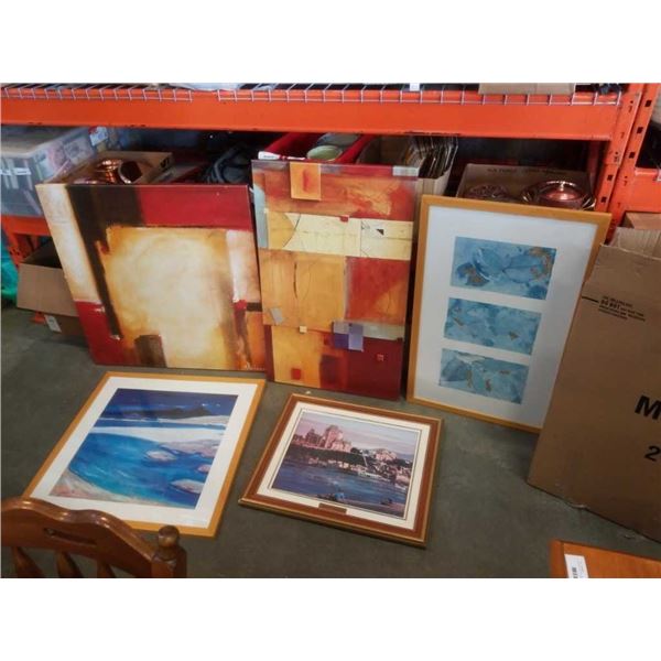 LARGE BOX OF CANVAS AND FRAMED PRINTS