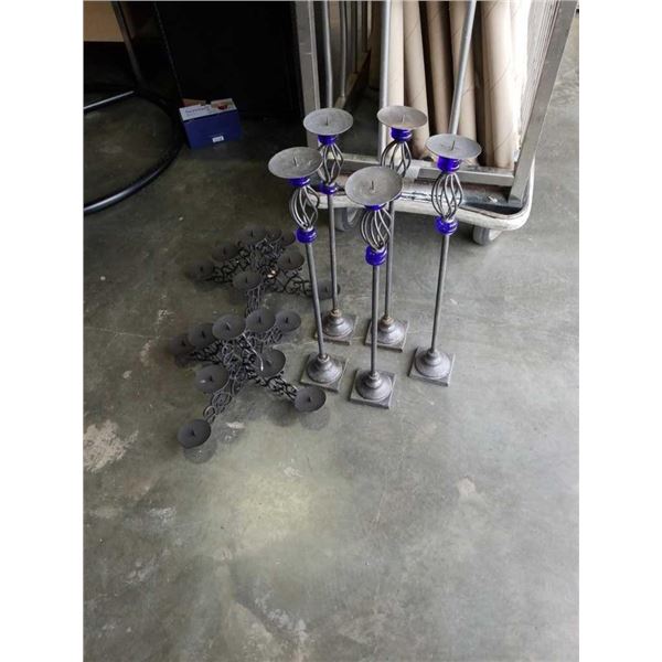 7 decorative metal candle holders