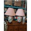 Image 1 : 2 hand painted porcelain table lamps