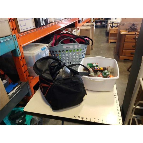 Lot of pet items, weight belt and bottles