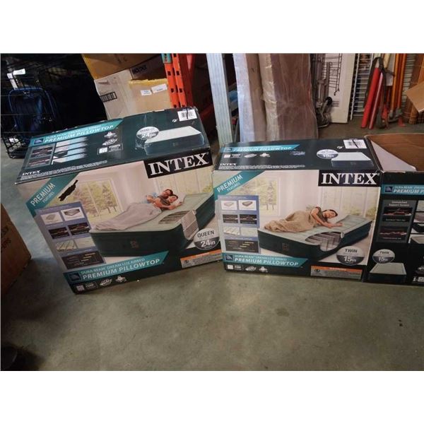 Two Intex premium pillow top airbeds queen size