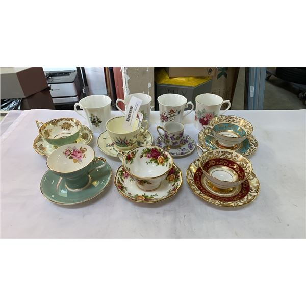 6 CHINA CUPS AND SAUCERS AND 4 CHINA MUGS