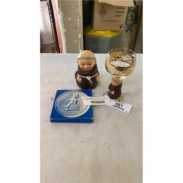 GOEBEL FRIAR DISH, FRIAR CUP AND MIN COLLECTOR PLATE