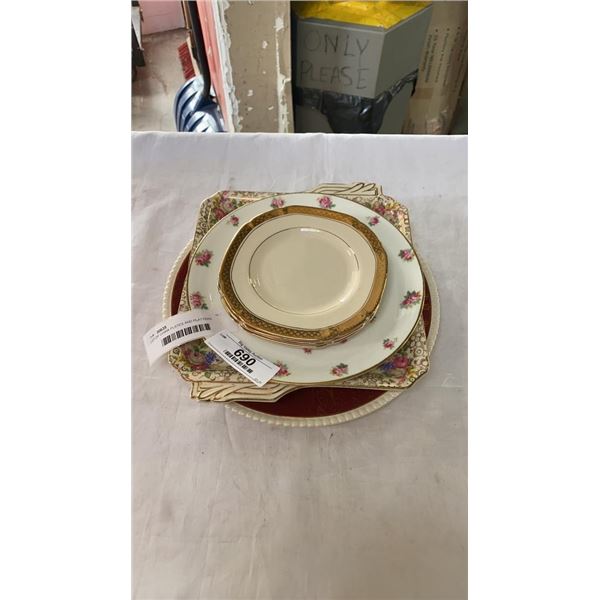 LOT OF CHINA PLATES AND PLATTERS, ROYAL TUNSTALL, DOULTON, ROYAL IVORY AND OTHER