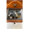 Image 19 : WOODEN JEWELLERY CASE W/ CONTENTS