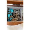 Image 23 : WOODEN JEWELLERY CASE W/ CONTENTS