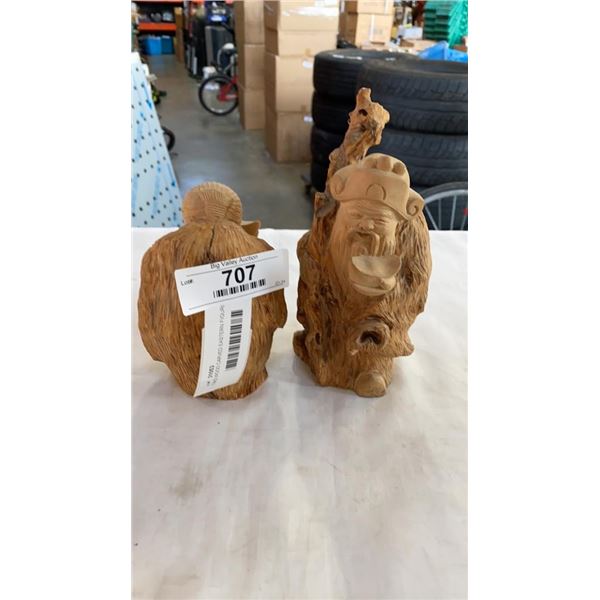 TWO WOOD CARVED EASTERN FIGURES