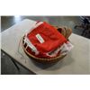 Image 1 : WOVEN BASKET, 2 PAIRS NEW SLIPPERS AND CANADA FLAGS