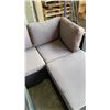 Image 3 : FLOOR MODEL RATTAN OUTDOOR 6 PIECE MODULAR SECTIONAL SOFA W/ WICKER COFFEE TABLE AND DARK GREY CUSHI