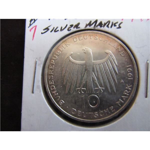 1991 GERMAN SILVER 10 DEUTCH MARKS