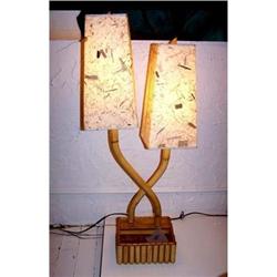 Vintage Rattan Lamp with Planter/Two Lamps #1614383