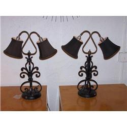 Pair Vintage Iron Lamps-eames era modern #1614388