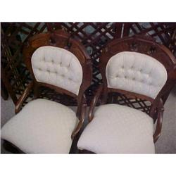 Wood Chairs with Off White Fabric #1614487