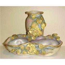 Signed Amphora vase with applied roses #1614671