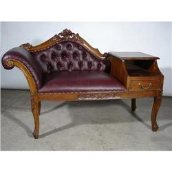 LEATHER VICTORIAN PARLOR PHONE SOFA SETTEE #1614886