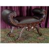 Image 1 : ANTIQUE FRENCH VICTORIAN WALNUT LEATHER BENCH #1614898