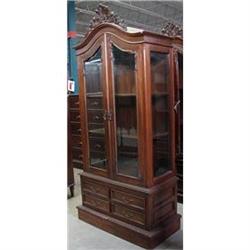 VICTORIAN ANTIQUE CURIO DINING CHINA CABINET  #1614906
