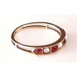 14K Gold Garnet and Pearl Ring #1614965