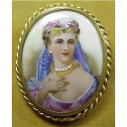 HAND PNTD. PORCELAIN  - LIMOGES LARGE BROOCH #1626444