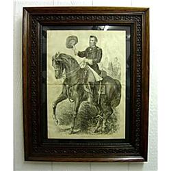 CIVIL WAR EQUESTRIAN ETCHING OF GENERAL #1626529