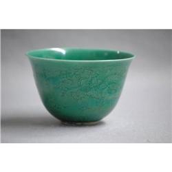 Chinese  green  glazed  porcelain  wine  cup  #1626545