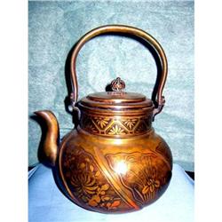 JAPANESE MEIJI PERIOD BRASS TEA POT #1626613