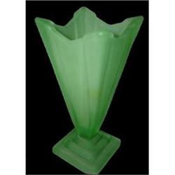 Bagley Green Satin Glass Wyndham Vase #1626717