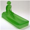 Art Deco Green Satin Glass Figural Soap Dish #1626743