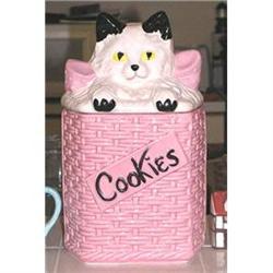 McCoy Cat in a Pink Basket Cookie Jar #1626754