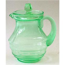 Green Depression Glass Covered Syrup Pitcher #1626766