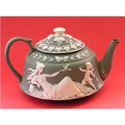 Schafer & Vater Green Jasperware Teapot #1626777