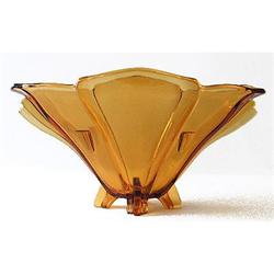 Topaz Art Deco Glass Winged Centerpiece Bowl #1626783