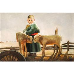 original oil painting, 24x36 , Little Shepherd,#1626826