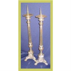 Antique French Religious Candlesticks Silver #1626974