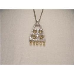 14K 2-Tone Gold Diamond Purse Bag Pendant #1627035