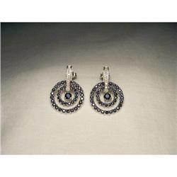 14K WG Sapphire Diamond Circle Drop Earrings #1627036