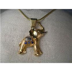 14K 2-Tone Gold Sapphire Elephant Slide Pendant#1627076